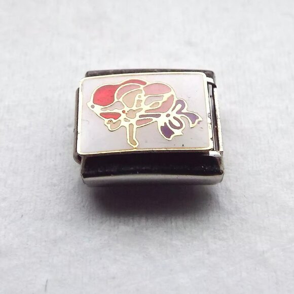 Cupid and hearts enamel 9mm stainless steel Italian charm bracelet link new - Picture 1 of 2